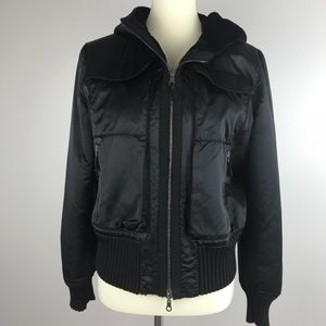 Opifix Leather Reversible Hooded Bomber Zip Jacket